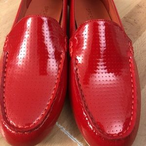 Brand new red patent leather Sperry shoes